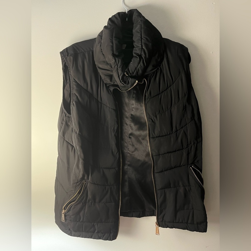 Calvin Klein Womens Ladies Black Zip Front Puffer Sleeveless Vest Size Large -B1